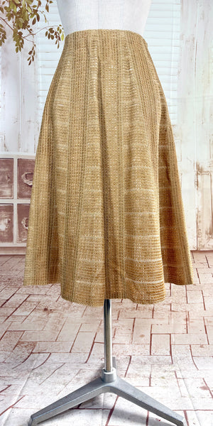 Unusual Late 1940s / Early 1950s Woven Hemp / Raffia Summer Skirt - French Couture