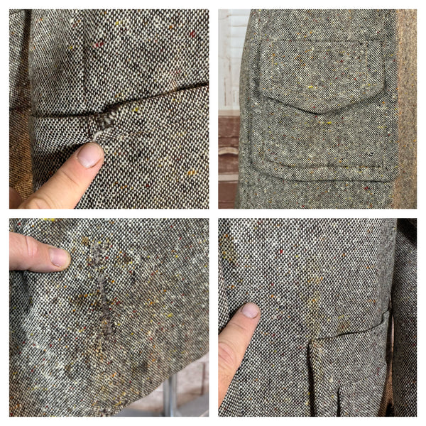 1940s Atomic Fleck Tweed Coat – Strong Shouldered Flecked Tweed Swing Coat