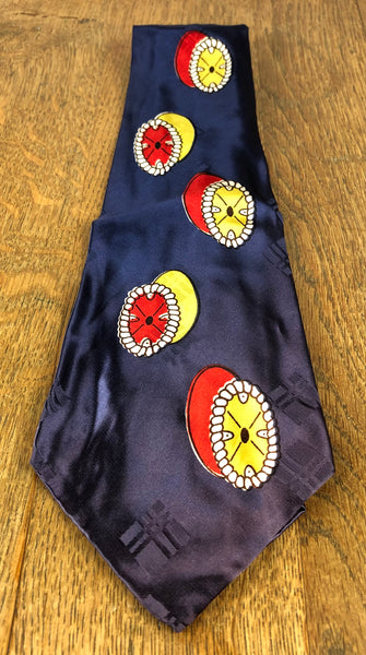 1940s Navy American Swing Tie with Red & Yellow Medallion Print – Washington Shirt Co.