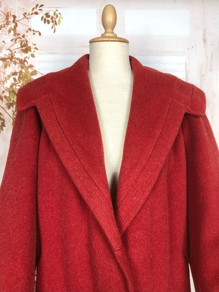 LAYAWAY PAYMENT 2 OF 2 - RESERVED FOR BIRGIT - Incredible Original Late 1940s Volup Vintage Lipstick Red Swing Coat With Huge Collar