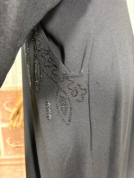 Exquisite Black Beaded 1940s Cocktail Dress