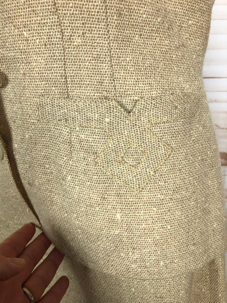 Wonderful Original 1940s Vintage Cream Lightweight Tweed Skirt Suit Tailoring