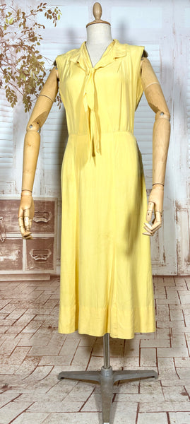 1930s Sunshine Yellow Tie-Neck Day Dress