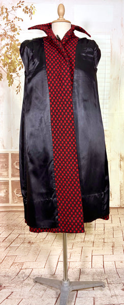 Fabulous Late 1940s Red And Black Check Coat By Betty Rose