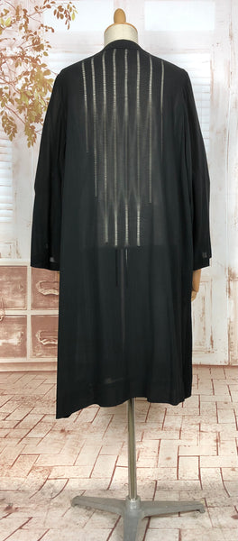 1930s Lightweight Black Crepe Coat with Pintuck and Open Work Detailing