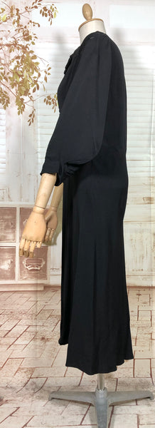 Incredible Avant Garde 1930s Black Evening Dress With Statement Sleeves