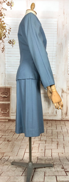Stunning Periwinkle Blue 1940s Suit With Rouleau Waist Tie