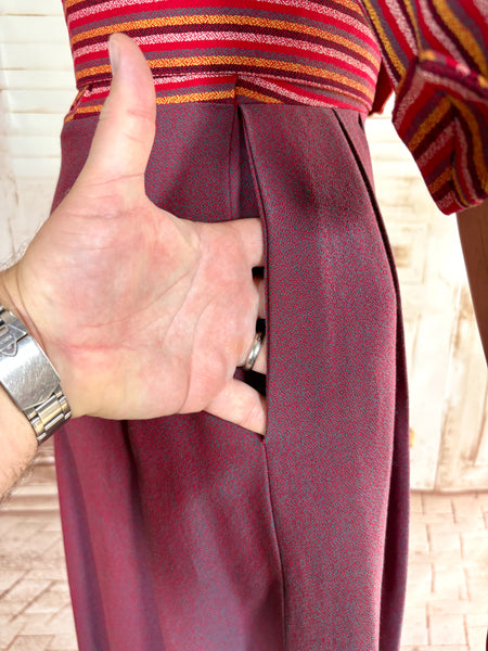 Pink and Purple Striped 1940s Day Dress By Ann Foster