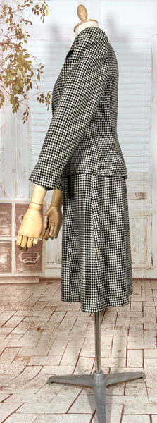 Super Structured 1940s Black And White Houndstooth Suit