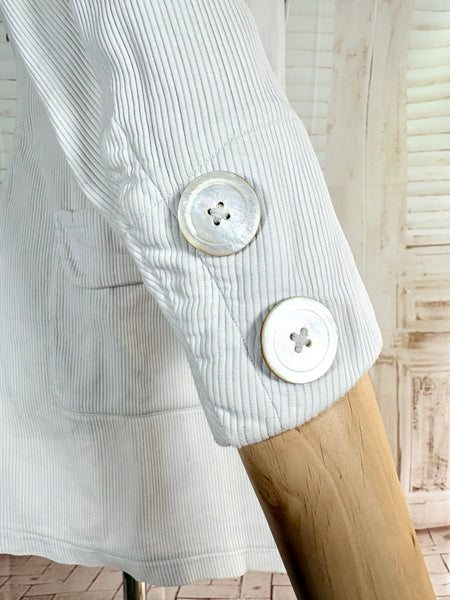 1930s White Self-Striped Lightweight Coat | Art Deco Era Vintage Jacket