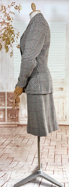 1940s Peck & Peck Houndstooth Scottish Wool Skirt Suit