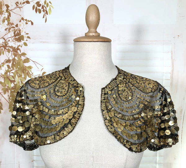 Exceptional 1930s Gold Sequin Eveningwear Capelet