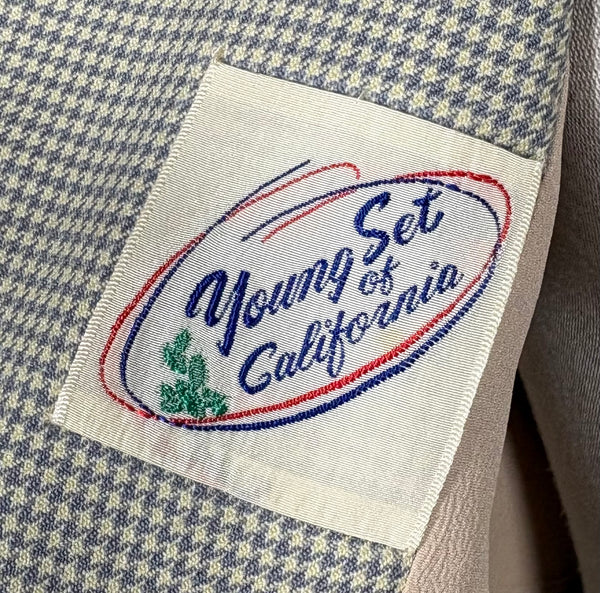 Grey Micro Check 1940s Cropped Bolero Jacket With Statement Shoulders