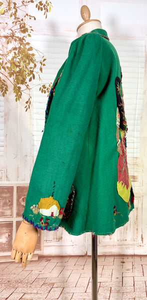 Amazing 1940s Green Mexican Tourist Jacket