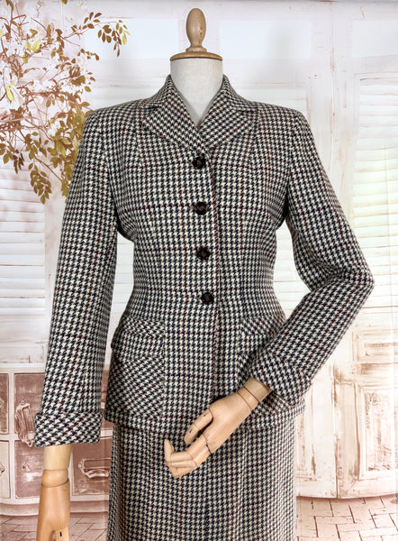 1940s Peck & Peck Houndstooth Scottish Wool Skirt Suit