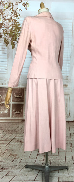 Amazing Original 1940s Vintage Blush Pink Summer Suit By Betty Rose