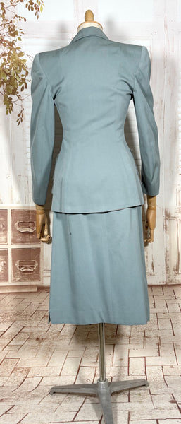 Exceptional Duck Egg Blue Tiered 1940s Suit