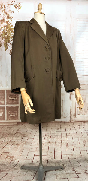 Wonderful 1940s Milk Chocolate Brown Gabardine Coat