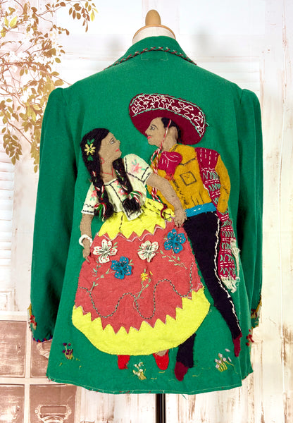 Amazing 1940s Green Mexican Tourist Jacket