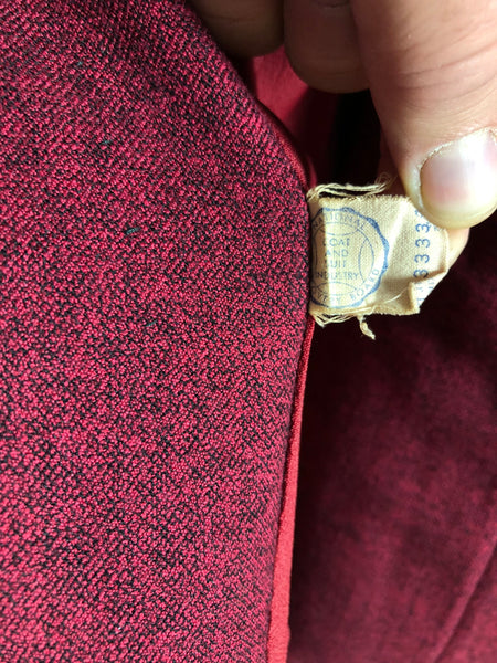 Striking Red Tweed 1940s Vintage Skirt Suit