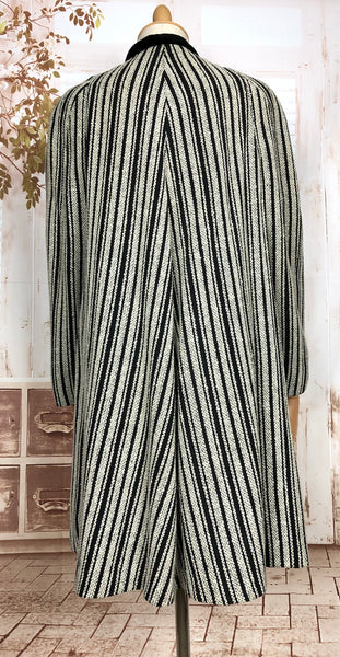 Exquisite Original 1930s Vintage Black And Grey Striped Coat