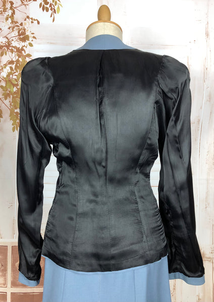 Stunning Periwinkle Blue 1940s Suit With Rouleau Waist Tie