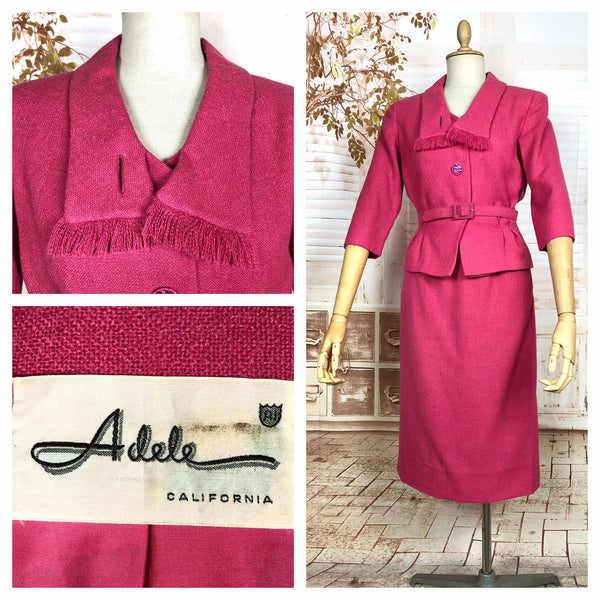 Fabulous Barbie Pink 1950s Skirt Suit By Adele California