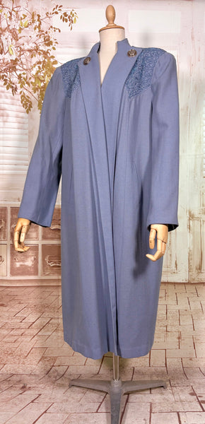 Rare Volup 1940s Periwinkle Lilac Clutch Coat With Soutache Embroidery