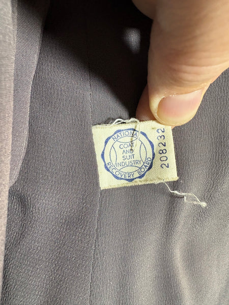 Sharply Tailored 1940s Grey Pinstripe Skirt Suit with Contrast Lapels