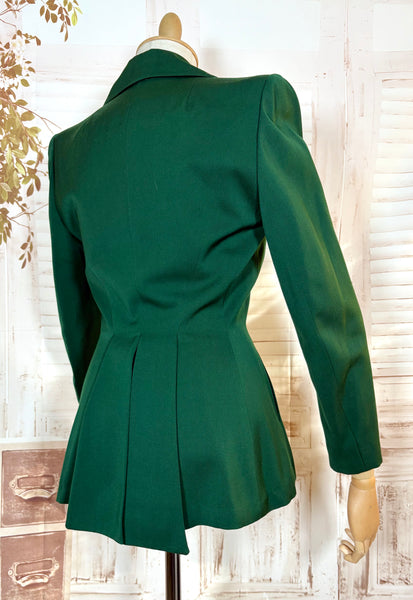 Incredible Emerald Green Bustle Back 1940s Blazer By Botany