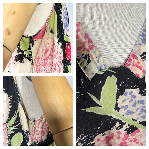 Incredible Late 1920s / Early 1930s Floral Silk Slip Dress