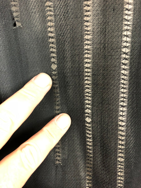 1930s Lightweight Black Crepe Coat with Pintuck and Open Work Detailing