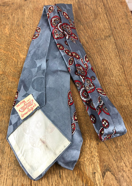 Striking Silver And Red 1940s Swing Tie By Lipman Wolfe & Co