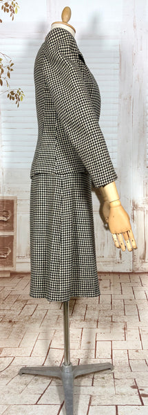 Super Structured 1940s Black And White Houndstooth Suit