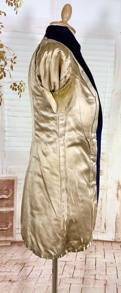 Rare Edwardian / 1910s Navy Blue Riding Coat With Asymmetric Closure