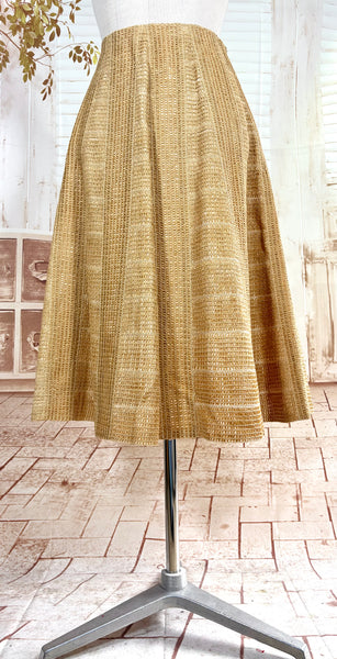 Unusual Late 1940s / Early 1950s Woven Hemp / Raffia Summer Skirt - French Couture