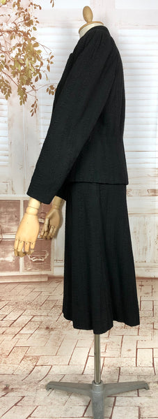 Amazing Original 1930s Black Skirt Suit With Textured Stripes