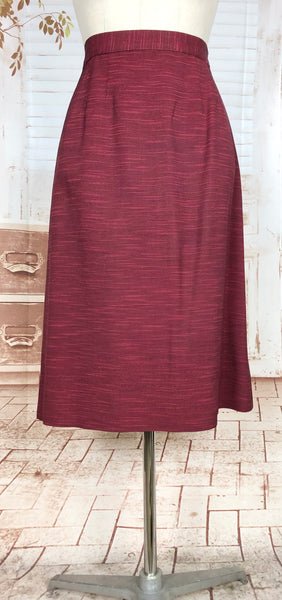 Stunning 1940s Striped Red Faille Suit By Lampl