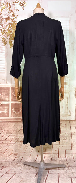 Exquisite Black Beaded 1940s Cocktail Dress