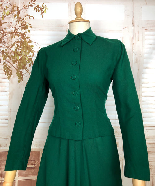 Stunning Original Late 1940s Vintage Forest Green New Look Suit