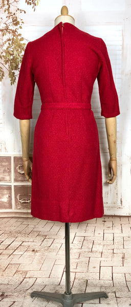 Rare Red Wool Late 1940s / Early 1950s Dress By Hollywood Premiere