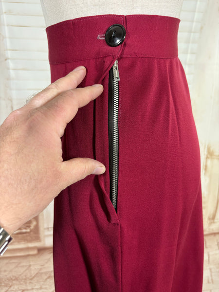 Fabulous Burgundy Red Double Breasted 1940s Skirt Suit