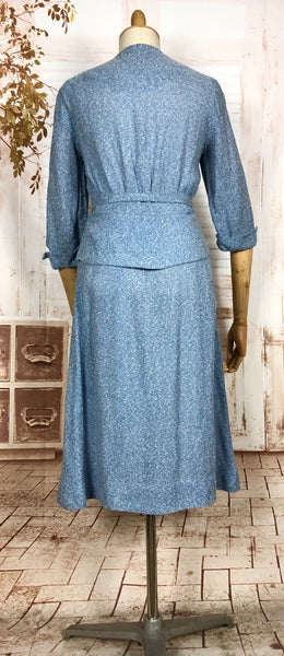 Wonderful Late 1940s Sky Blue Belted Skirt Suit