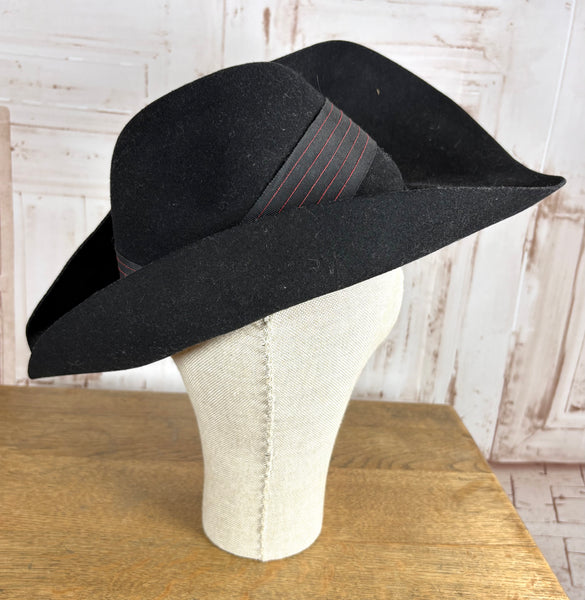 Magnificent Huge Black Late 1930s / Early 1940s Sculptural Hat