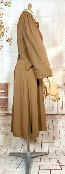 Exquisite 1940s Milk Chocolate Gabardine Belt Back Princess Coat
