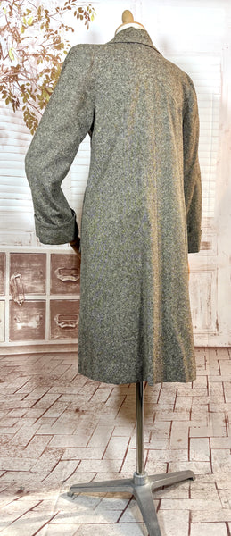 1940s Atomic Fleck Tweed Coat – Strong Shouldered Flecked Tweed Swing Coat