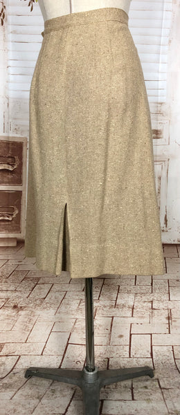 Wonderful Original 1940s Vintage Cream Lightweight Tweed Skirt Suit Tailoring