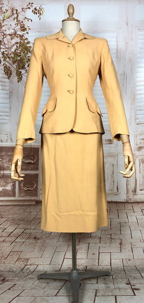Exquisite Mustard Yellow 1940s Skirt Suit Petite