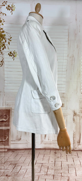 1930s White Self-Striped Lightweight Coat | Art Deco Era Vintage Jacket
