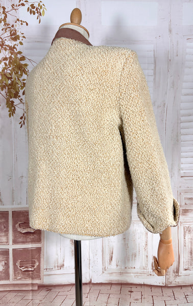 1940s–1950s Camico Boucle Swing Jacket in Cream and Mocha